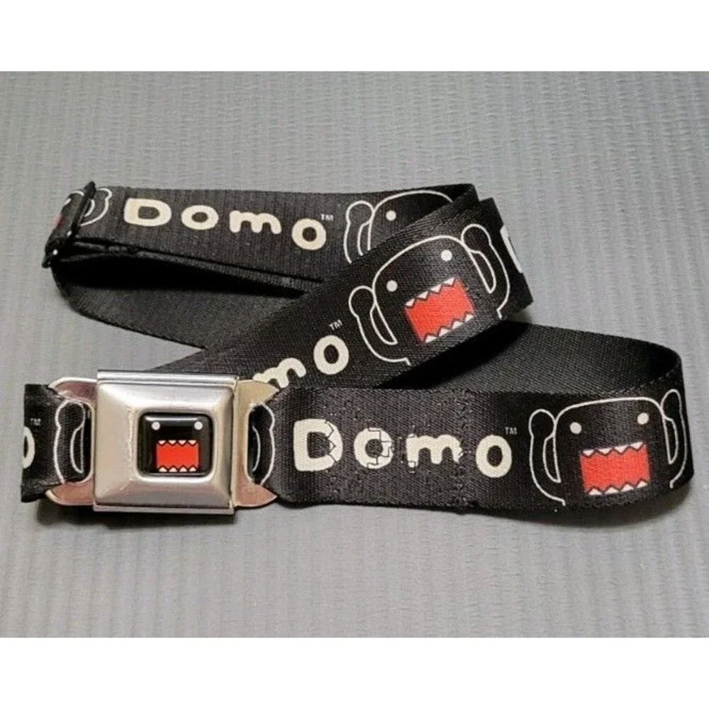 RARE-Domo Kun Buckle-Down Seatbelt Belt Black Adjustable Y2K Streetwear